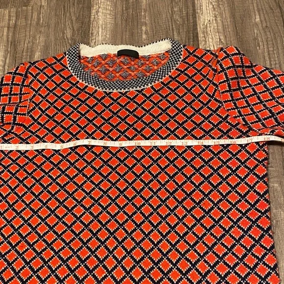 J. Crew Red and navy Geometric Crew Neck Sweater - Picture 6 of 10
